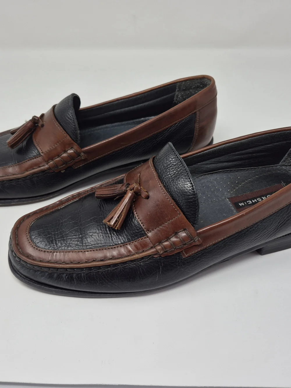 Florsheim Black and Brown Two Tone Leather Tassel Loafers 10.5 D